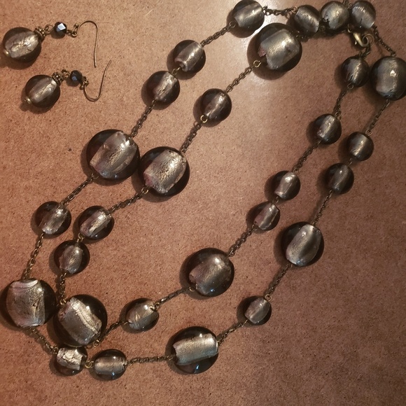 Cold water creek brown stone necklace set - Picture 1 of 3